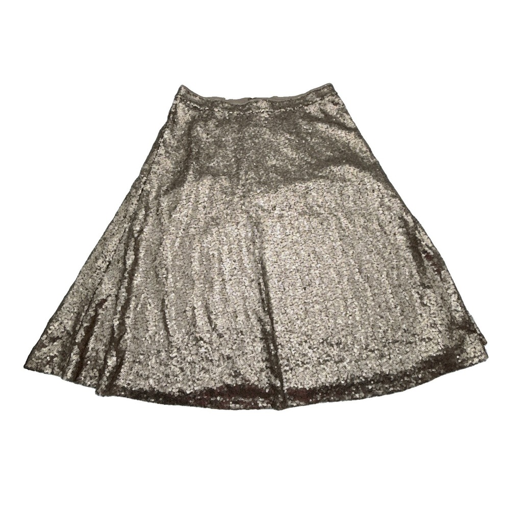Ann Taylor Sequin Skirt Women's Size 2 Taupe Bronze Shimmer A-Line New